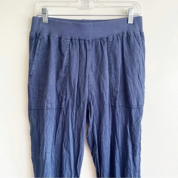 Faherty Brand Arlie Day Pants linen joggers blue lounge pull on elastic waist M - Picture 7 of 16